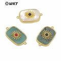 WT-C297A Wholesale New square Natural Gemstone Gold Bezel Necklace Connectors Women Fashion Precious Stone Jewelry Connectors