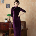 Wholesale Tang Dress Cheongsam T0001-b New Solid Color Elegant Elastic Canary Seven-point Sleeve