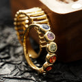 H&F Original 14k Solid Gold Ring Vintage Natural Gemstone Smart Simple Luxury Anxiety Cheap Birthstone Rings for Girls