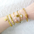 Fashion Wholesale 18K PVD Gold Plated Pearl Bracelet Heart Stainless Steel Bracelets Jewelry Double Layer Bracelet for Women