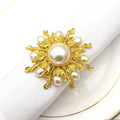 Wholesale Luxury Table Decoration Pearl Flower Napkin Ring Holder for Wedding Serviette
