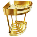 Modern Double Tier Corner Shower Rack Shower Caddy Stainless Steel Iron Brush Gold Wall Mounted Hotel Use Bathroom Kitchen Shelf