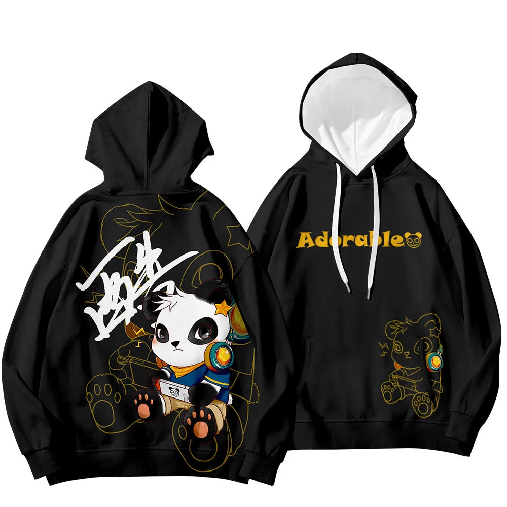 Fitspi Wholesale New Design Panda Print Pullover Sweater 3d Printing Men's Casual Sweatshirt Hoodies for Dropshipping