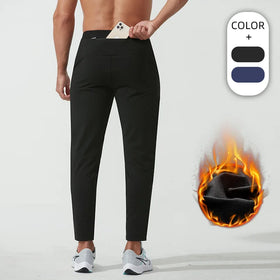 Autumn Winter Men's Fleece Running Pants Breathable Loose Quick-drying Sports Pants Mobile Phone Pocket Training Fitness Pants