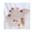 Fashion Sweet Natural Beaded Pink Strawberry Charm Bracelet Crystal Healing Beaded Bracelet for Women Friendship Jewelry