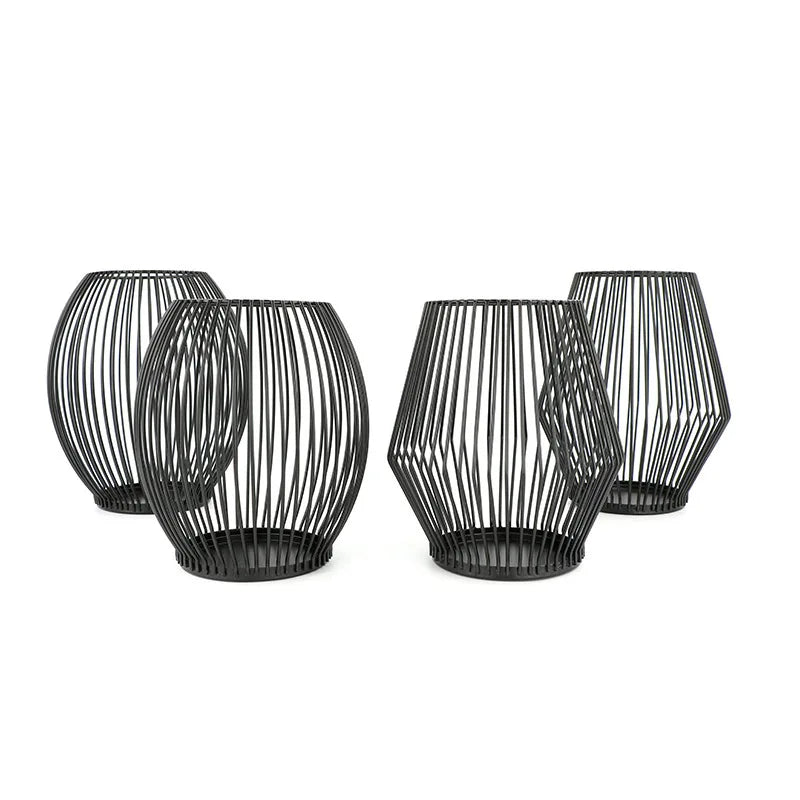 Wonder Nordic Geometric Iron Wire Candlestick Holder Set Black/Gold Metal Customizable Shape Candle Stands for Home Wedding