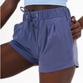SHINBENE Loose Fit Training Gym Sport Shorts Women Waist Drawstring Running Yoga Fitness Shorts