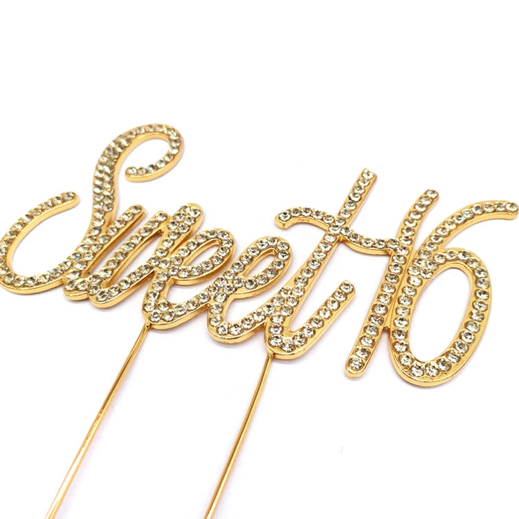 Sweet 16 Birthday Party Cake Topper Rhinestone Number Decoration Accessories for Cake Decorating Supplies