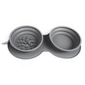 Collapsible Silicone Double Pet Bowl Dog Outdoor Slow Feeder Pet Travel Bowl Foldable Wholesale Pet Supplies Portable Dog Bowl