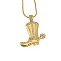NZ1509 Chic Mini Dainty 18k Gold CZ Pave Cowboy Cowgirl Boot Charms Chain Equestrian Western Bijoux Femme Ladies Necklace 2024