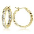 Yellow Gold Plated 925 Sterling Silver 20mm Bezel Set CZ Christian Wedding Gift Party Hoop Earrings MegaBDM