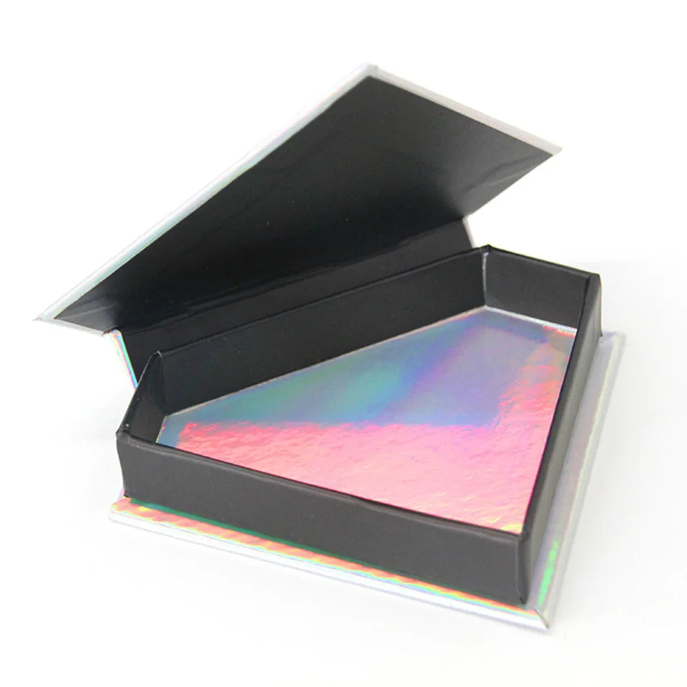 OMT Custom Holographic Bling 25Mm Rhinestone Diamond Shaped Lash Packaging Box Matt Lamination Recyclable Eyelash Paper