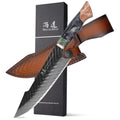 SHANGDAO Profession 8 Inch Damascus Sharp Chef Knife with Leather Sheath - Resin & Wood Handle for Kitchen Use