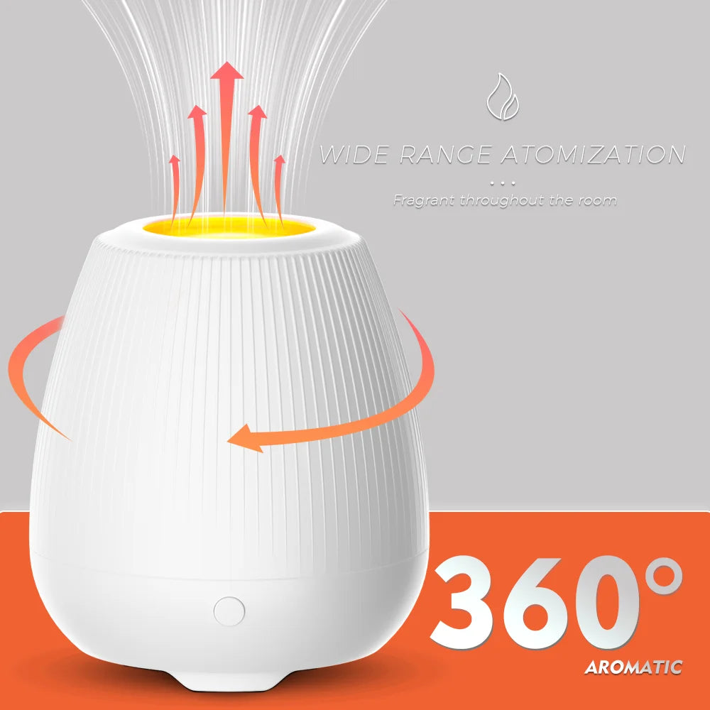 New White Noise Machine 3D Flame Air Humidifier Orange LED Night Light Aroma Diffuser Ultrasonic Atomizer for Home Office