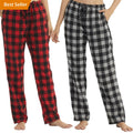 Custom Women Winter Christmas Elastic Long Waist Pijama Red Black Plaid Pajama Pants