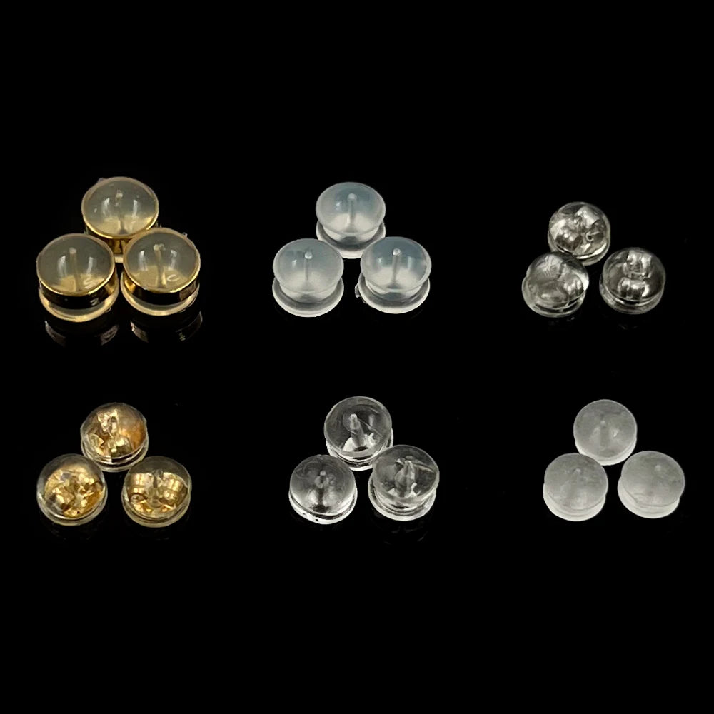 Hypoallergenic Round 18K Gold Plated Earring Backs with Plastic Rubber Silicone Stopper for Sensitive Skin-Jialin Brand