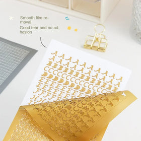Bronzing and Silver Plating Flower Series Hand Ledger Sticker Numbers Letters PVC Waterproof Stickers Material Paper Wholesale
