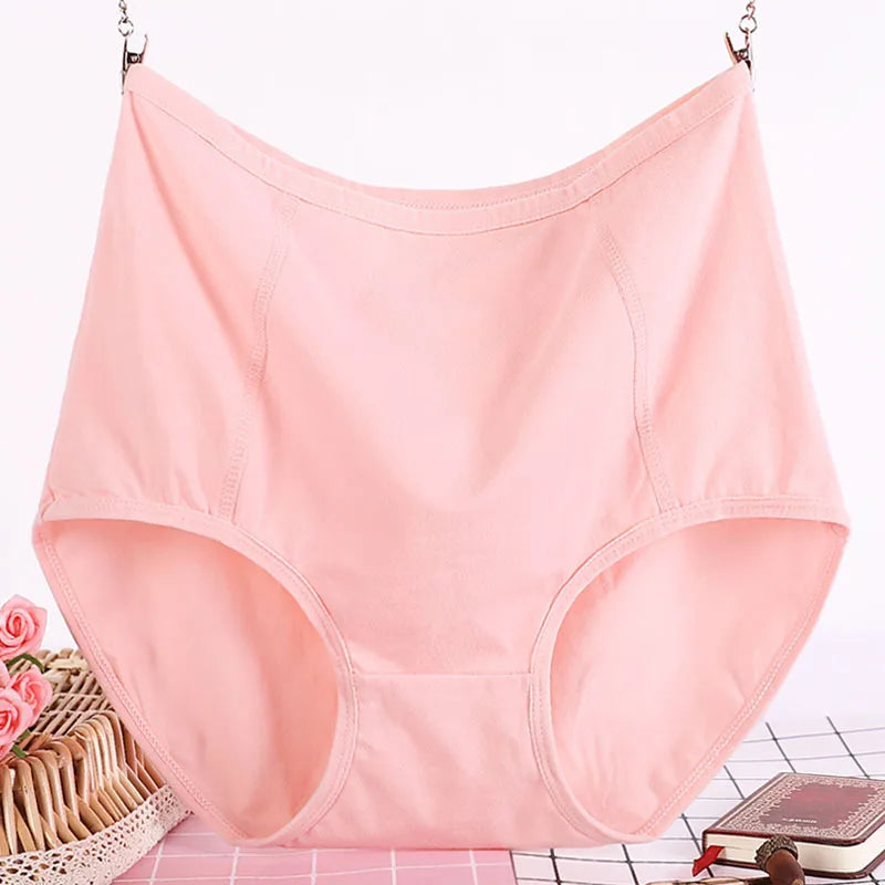 Factory Direct Sales Plus Size Mid Waist Solid Color Women's Cotton Seamless Underwear Panties