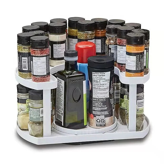 Rotatable Double-layer Seasoning Bottle Storage Rack Soy Sauce Bottle Seasoning Storage Box