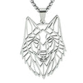 Hollow Cut Out Style Wolf Head Shape Pendant Silver Fashion Unique High Grade Stainless Steel Wolf Head Pendant Necklace for Men
