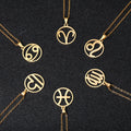 Wholesale Trendy Stainless Steel 12 Constellations Symbol Astrology Horoscope Star Jewelry Gold Plated Zodiac Sign Pendant Link
