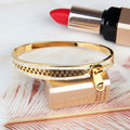 18K Gold Stainless Steel Bracelet Diamond Inlay New Design Zipper Head Trendy Fashion Charm Unisex Jewelry Gift for Anniversary