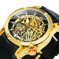 WINNER WRG8260M3 Sports Rubber Leather Strap Luminous Gold Watch for Men Tourbillon Skeleton Luxury Automatic Mechanical Watches