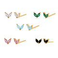 Gemnel Latest Design Brass Jewelry Manufacturer Gold Plated Brass Jewelry Minimalist Green Zircon Jewelry Stud Earrings