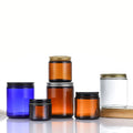 Wide Mouth Cylinder Glass Vesseles Multiple Colors Glass Candle Jars With Lid