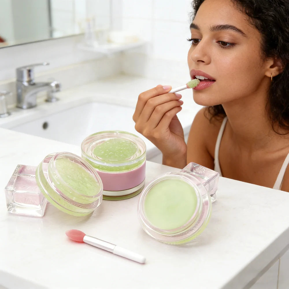 Wholesale Private Label Two in One Vegan Lipgloss Set Lip Mask Scrub Custom Logo Vegan Mineral Oil Lip Balm Liquid Form Box