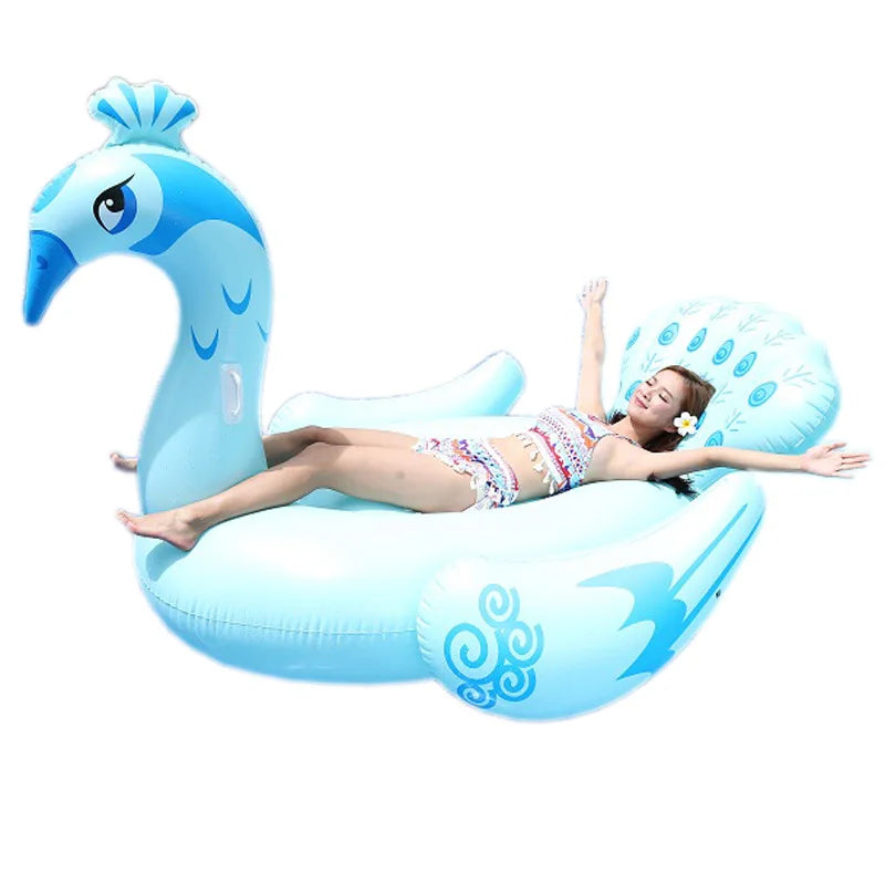 B03 Large PVC Raft Peacock Pool Inflatables Sun Lounger Swimming Diving Floats for Adults Comfortable Pool Accessories