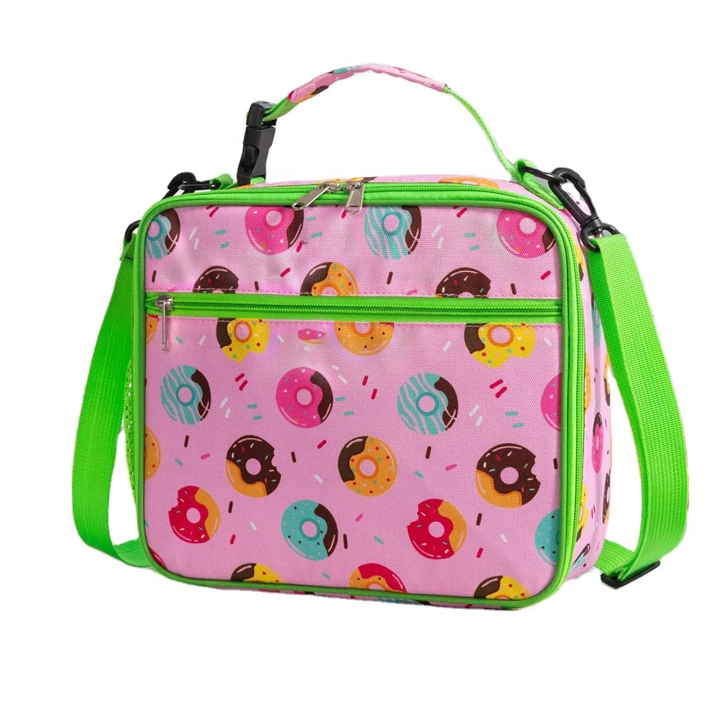 New Children Snack Fruit Preservation Cartoon Doughnut Shark Dinosaur Portable Insulation Bento Cooler Lunch Bag