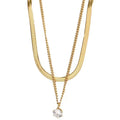Jachon PVD 18k Gold Filled Stainless Steel Necklace Herringbone Choker Layered Necklace Flat Snake Chain for Women Jewelry