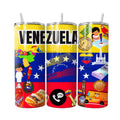 Personalized Custom 20oz Venezuela Colombia Dominican Panama Flag Pride Skinny Stainless Steel Tumbler Cup with Straw and Lid