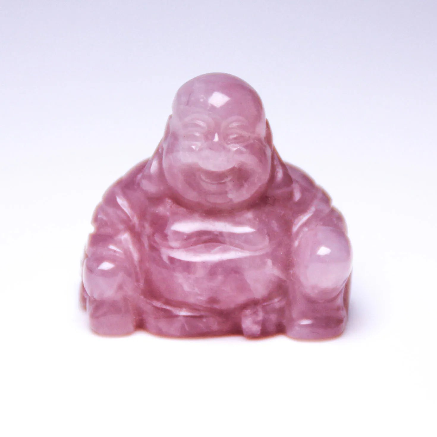 Huiying 30*30mm carved natural gemstone rose quartz buddha figurines statues for home decoration