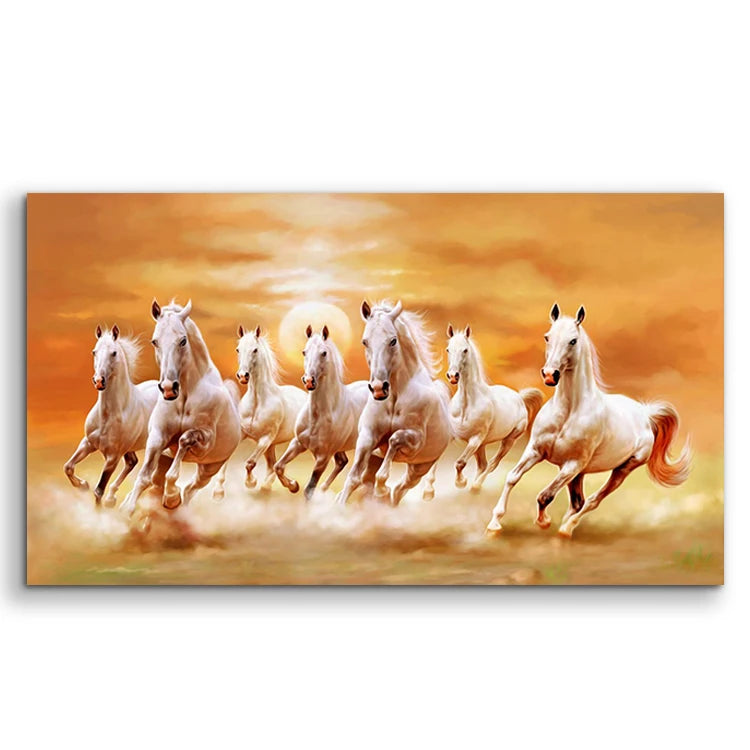 Galloping Horses Painting Sunset  Running  Canvas Animals Paintings Wall Arts Decor Painting for Living Room