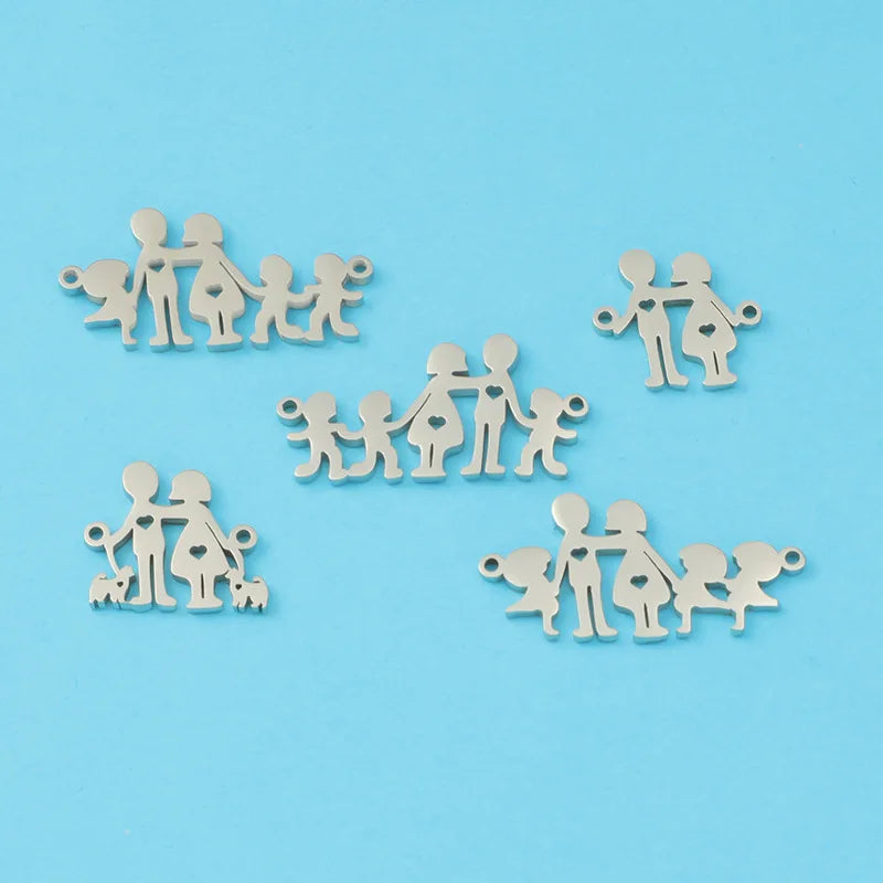 BASQUESUN New Hot Selling Stainless Steel Creative Cartoon Boy and Girl DIY Customizable Pendant Accessories
