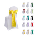 Custom White Satin Bow Flower Gold Colour 100 Pcs Chair Back Sashes Strap for Wedding
