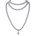 2024 New Advanced Double Layer Stacking 120cm Extra Long Shiny Gray Pearl Necklace Women Jewelry Wholesale Customized