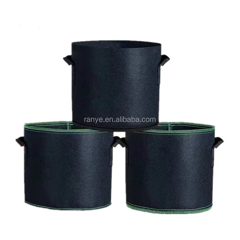 3 5 7 10 15 20 Gallon Felt Fabric Pots Black Felt Gallon Bags with Strap Handles for Garden and Planting