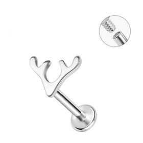 Fashion 2025 Wholesale 16g Earrings Titanium Cz Labret Piercing Internal Threaded Antler Stud Earrings Piercing Jewelry