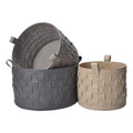 Custom Colorful Leather Hand Woven Storage Basket Bag Trash Can With Handle
