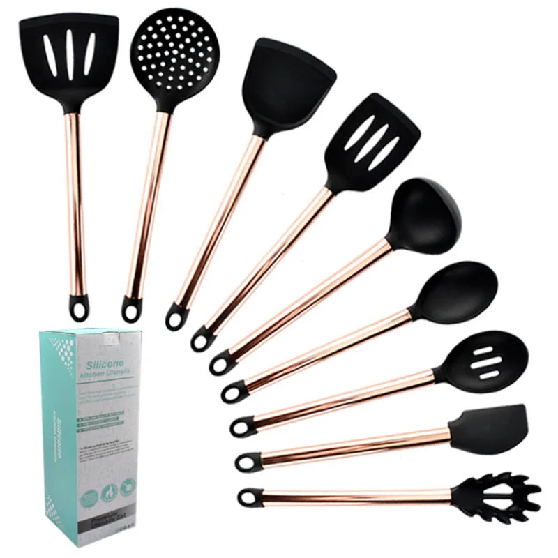 New Hot Colorful Silicone Steel for Kids Metal Inox Kitchen Utensils 8pcs & 24pcs Kitchen Utensils Sets
