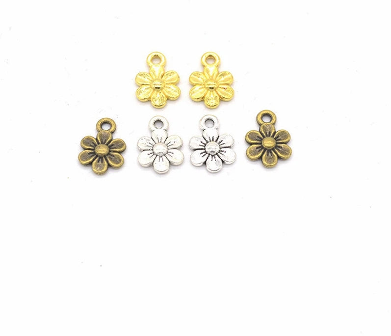 AA00263 Flower Charms Antique Flower Connector Charm Pendants for Jewelry Making