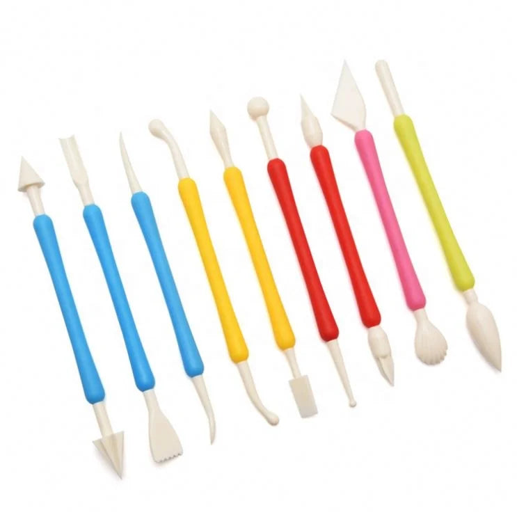 9PCS Plastic Fondant Pen Cake Decorating Sculpting Modeling Tools Set
