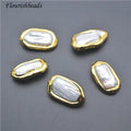 Jewelry Accessories Gold Plated Natural Freshwater White Pearl Rectangle Irregular Shape Beads for Jewelry Bracelet  Making
