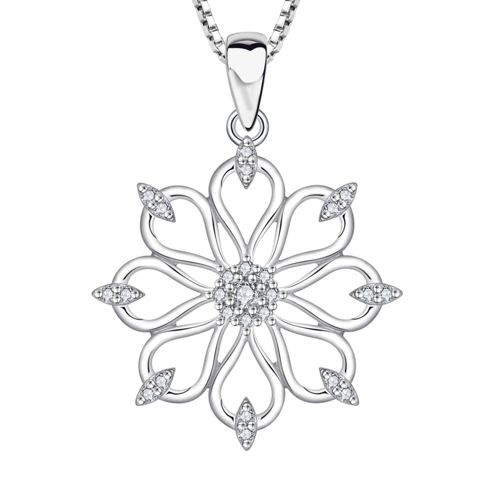 Women S925 Real Silver Graceful Flower Design Jewelry With Diamond Necklace Cheap Price Good Quality Gift and Wedding
