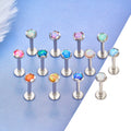 G23 Titanium Piercing 16G Internal Thread Opal Stone Inlay Labret Nose Ear Studs Helix Cartilage Tragus Daith Women Body Jewelry