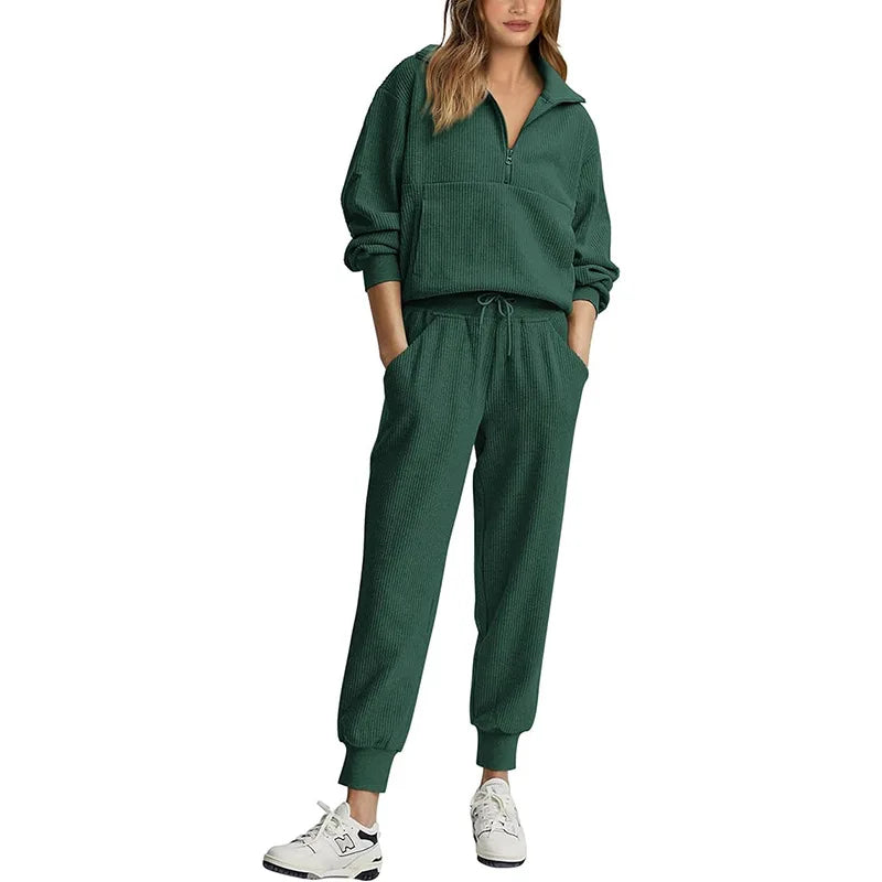 Womens 2 Piece Sweatsuits Set Long Sleeve Half Zip Pullover Sweatshirt Joggers Sweatpants Fall Outfits Tracksuit