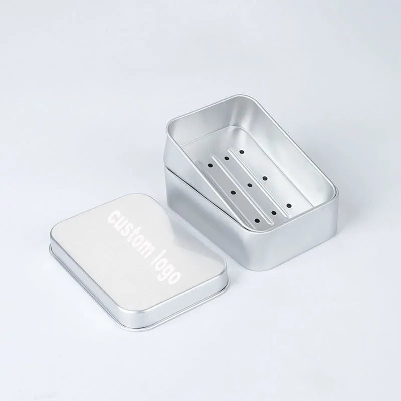 6.8*9.6*3cm Rectangle Aluminum Tin Soap Box for Travel Full Drainning Water No Rust Soap Case for Soap Bar